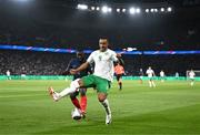 7 September 2023; Adam Idah of Republic of Ireland and Dayot Upamecano of France during the UEFA EURO 2024 Championship qualifying group B match between France and Republic of Ireland at Parc des Princes in Paris, France. Photo by Stephen McCarthy/Sportsfile