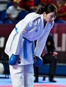 9 September 2023; Yuki Kujuro of Japan after her 61kg Female Kumite against Iman Ejja of Belgium in the World Karate Federation Karate 1 Premier League at the National Indoor Arena at Sport Ireland Campus, Dublin. Photo by Tyler Miller/Sportsfile