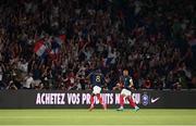 7 September 2023; Aurélien Tchouameni of France celebrates with Kylian Mbappé, right, after scoring their side's first goal during the UEFA EURO 2024 Championship qualifying group B match between France and Republic of Ireland at Parc des Princes in Paris, France. Photo by Stephen McCarthy/Sportsfile