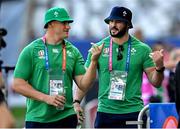 9 September 2023; Ireland players Dan Sheehan, left, and Robbie Henshaw before the 2023 Rugby World Cup Pool B match between Ireland and Romania at Stade de Bordeaux in Bordeaux, France. Photo by Harry Murphy/Sportsfile