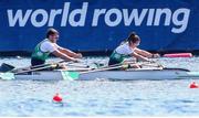 9 September 2023; Steven McGowan and Katie O'Brien of Ireland compete in the PR2 Mixed Double Sculls Final A during the 2023 World Rowing Championships at Ada Ciganlija regatta course on Sava Lake, Belgrade. Photo by Nikola Krstic/Sportsfile