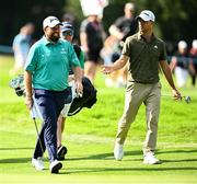 9 September 2023; Shane Lowry of Ireland, left, and Guido Migliozzi of Italy during day three of the Horizon Irish Open Golf Championship at The K Club in Straffan, Kildare. Photo by Ramsey Cardy/Sportsfile