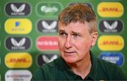 9 September 2023; Manager Stephen Kenny during a Republic of Ireland press conference at the FAI Headquarters in Abbotstown, Dublin. Photo by Stephen McCarthy/Sportsfile