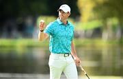 9 September 2023; Rory McIlroy of Northern Ireland celebrates a birdie on the 18th green during day three of the Horizon Irish Open Golf Championship at The K Club in Straffan, Kildare. Photo by Ramsey Cardy/Sportsfile