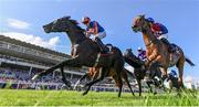 9 September 2023; Auguste Rodin, left, with Ryan Moore up, on their way to winning the Royal Bahrain Irish Champion Stakes, from second place Luxembourg, right, with Seamie Heffernan up, during day one of the Irish Champions Festival at Leopardstown Racecourse in Dublin. Photo by Seb Daly/Sportsfile