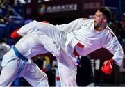 9 September 2023; Sean McCarthy of Ireland, right, in action against Rodrigo Rojas of Chile during their 84+kg Male Kumite in the World Karate Federation Karate 1 Premier League at the National Indoor Arena at Sport Ireland Campus, Dublin. Photo by Tyler Miller/Sportsfile