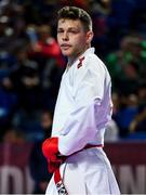 9 September 2023; Sean McCarthy of Ireland in action against Rodrigo Rojas of Chile during their 84+kg Male Kumite in the World Karate Federation Karate 1 Premier League at the National Indoor Arena at Sport Ireland Campus, Dublin. Photo by Tyler Miller/Sportsfile