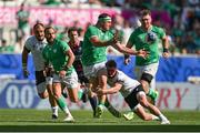 9 September 2023; Rob Herring of Ireland is tackled by Gabriel Rupanu of Romania during the 2023 Rugby World Cup Pool B match between Ireland and Romania at Stade de Bordeaux in Bordeaux, France. Photo by Brendan Moran/Sportsfile