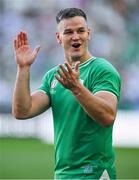 9 September 2023; Jonathan Sexton of Ireland celebrates after the 2023 Rugby World Cup Pool B match between Ireland and Romania at Stade de Bordeaux in Bordeaux, France. Photo by Brendan Moran/Sportsfile