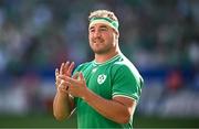 9 September 2023; Rob Herring of Ireland after his side's victory in the 2023 Rugby World Cup Pool B match between Ireland and Romania at Stade de Bordeaux in Bordeaux, France. Photo by Harry Murphy/Sportsfile