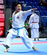 9 September 2023; Kakeru Nishiyama of Japan competes in the Male Kata Final in the World Karate Federation Karate 1 Premier League at the National Indoor Arena at Sport Ireland Campus, Dublin. Photo by Tyler Miller/Sportsfile