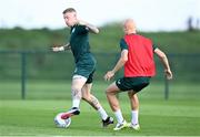 9 September 2023; James McClean, left, and Will Smallbone during a Republic of Ireland training session at the FAI National Training Centre in Abbotstown, Dublin. Photo by Stephen McCarthy/Sportsfile
