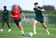 9 September 2023; Dara O'Shea, right, and Will Smallbone during a Republic of Ireland training session at the FAI National Training Centre in Abbotstown, Dublin. Photo by Stephen McCarthy/Sportsfile