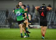 9 September 2023; Mark O'Connor, right, Thomas O'Sullivan, top, and Cathal Bambury of Dingle celebrate after the Kerry County Senior Football Championship Final match between Dingle and Kenmare Shamrocks at Austin Stack Park in Tralee, Kerry. Photo by David Fitzgerald/Sportsfile