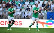 9 September 2023; Caelan Doris, left, and James Ryan of Ireland leave the pitch upon being substituted during the 2023 Rugby World Cup Pool B match between Ireland and Romania at Stade de Bordeaux in Bordeaux, France. Photo by Brendan Moran/Sportsfile