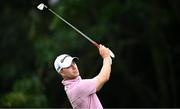 10 September 2023; Guido Migliozzi of Italy watches his third tee shot during the final round of the Horizon Irish Open Golf Championship at The K Club in Straffan, Kildare. Photo by Ramsey Cardy/Sportsfile