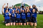 10 September 2023; The Breaffy GAA team celebrate with the trophy after their side's victory in the GAA Rounders All Ireland Senior Finals match between Breaffy GAA and Glynn Barntown at Kinnegad GAA in Kinnegad, Westmeath. Photo by Tyler Miller/Sportsfile