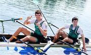 10 September 2023; Daire Lynch, right, and Philip Doyle of Ireland after the Men's Double Sculls Final A during the 2023 World Rowing Championships at Ada Ciganlija regatta course on Sava Lake, Belgrade. Photo by Nikola Krstic/Sportsfile