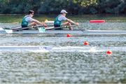 10 September 2023; Daire Lynch and Philip Doyle of Ireland compete in the Men's Double Sculls Final A during the 2023 World Rowing Championships at Ada Ciganlija regatta course on Sava Lake, Belgrade. Photo by Nikola Krstic/Sportsfile