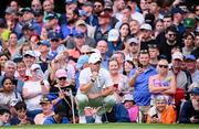 10 September 2023; Rory McIlroy of Northern Ireland lines up a putt on the eighth green during the final round of the Horizon Irish Open Golf Championship at The K Club in Straffan, Kildare. Photo by Ramsey Cardy/Sportsfile