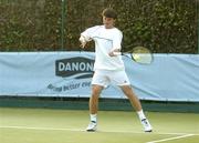 30 June 2004; Colin O'Brien, in action during the Danone Irish National Close Tennis Championships, James Magee and James Cluskey.v.Colin O'Brien and Barry King, Donnybrook Tennis Club, Dublin. Picture credit; Brendan Moran / SPORTSFILE