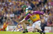 4 July 2004; Rory Jacob, Wexford, in action against Barry Teehan, Offaly. Guinness Leinster Senior Hurling Championship Final, Offaly v Wexford, Croke Park, Dublin. Picture credit; Brendan Moran / SPORTSFILE