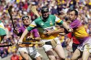 4 July 2004; Joe Brady, Offaly, in action against Wexford's Rory McCarthy, left, and Darragh Ryan. Guinness Leinster Senior Hurling Championship Final, Offaly v Wexford, Croke Park, Dublin. Picture credit; Damien Eagers / SPORTSFILE