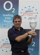 4 July 2004; Paul McGinley pictured with the award for the O2 leading Irish player. South Course, K Club, Straffan, Co. Kildare, Ireland. Picture credit; Matt Browne / SPORTSFILE