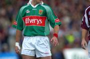 27 June 2004; A Mayo player wears a wristband on his left hand with a message wrote on to the band during the match. Bank of Ireland Connacht Senior Football Championship Semi-Final, Mayo v Galway, McHale Park, Castlebar, Co. Mayo. Picture credit; Damien Eagers / SPORTSFILE