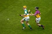 4 July 2004; Niall Claffey, Offaly, in action against Tomas Mahon, Wexford. Guinness Leinster Senior Hurling Championship Final, Offaly v Wexford, Croke Park, Dublin. Picture credit; Pat Murphy / SPORTSFILE