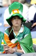 4 July 2004; A dissapointed Offaly fan watches the closing stages of the game. Guinness Leinster Senior Hurling Championship Final, Offaly v Wexford, Croke Park, Dublin. Picture credit; Pat Murphy / SPORTSFILE