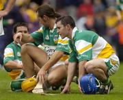 4 July 2004; Offaly players from right to left are David Franks, Ger Oakley and Barry Teehan after defeat to Wexford. Guinness Leinster Senior Hurling Championship Final, Offaly v Wexford, Croke Park, Dublin. Picture credit; Damien Eagers / SPORTSFILE
