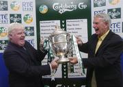 5 July 2004; Paddy Martin, Drogheda United representative, left and  Jim Reilly, Dundalk F.C president, who were drawn against each other at the draw for the second round of the 2004 Carlsberg FAI Cup at the Gravity Bar. Guinness Hopstore, Dublin. Picture credit; David Maher / SPORTSFILE