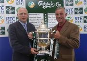 5 July 2004; Liam Murphy, left, Cork City, with Pete Mahon, UCD manager, at the draw for the second round of the 2004 Carlsberg FAI Cup at the Gravity Bar. Guinness Hopstore, Dublin. Picture credit; David Maher / SPORTSFILE