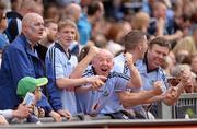 1 September 2013; Dublin supporters in the Cusack Stand celebrate after Paul Mannion had scored the first Dublin goal. GAA Football All-Ireland Senior Championship, Semi-Final, Dublin v Kerry, Croke Park, Dublin. Picture credit: Ray McManus / SPORTSFILE