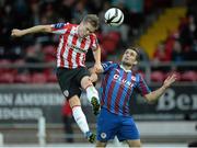 3 September 2013; Simon Madden, Derry City, in action against Christy Fagan, St Patrick’s Athletic. Airtricity League Premier Division, Derry City v St Patrick’s Athletic, Brandywell Stadium, Derry. Picture credit: Oliver McVeigh / SPORTSFILE