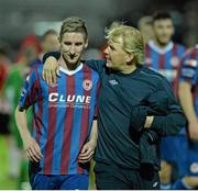3 September 2013; St Patrick’s Athletic manager Liam Buckley and Ian Bermingham at the end of the game. Airtricity League Premier Division, Derry City v St Patrick’s Athletic, Brandywell Stadium, Derry. Picture credit: Oliver McVeigh / SPORTSFILE
