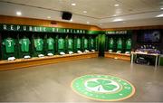 10 September 2023; A general view of the Republic of Ireland dressing room before the UEFA EURO 2024 Championship qualifying group B match between Republic of Ireland and Netherlands at the Aviva Stadium in Dublin. Photo by Stephen McCarthy/Sportsfile