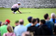 10 September 2023; Vincent Norrman of Sweden lines up a putt on the 18th green during the final round of the Horizon Irish Open Golf Championship at The K Club in Straffan, Kildare. Photo by Ramsey Cardy/Sportsfile