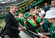 10 September 2023; Republic of Ireland manager Stephen Kenny signs autographs for supporters before the UEFA EURO 2024 Championship qualifying group B match between Republic of Ireland and Netherlands at the Aviva Stadium in Dublin. Photo by Seb Daly/Sportsfile