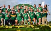 10 September 2023; The Carrickmacross Emmets team celebrate with the trophy after their side's victory in the GAA Rounders All Ireland Senior Finals match between Carrickmacross Emmets and Erne Eagles at Kinnegad GAA in Kinnegad, Westmeath. Photo by Tyler Miller/Sportsfile