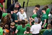 10 September 2023; Republic of Ireland manager Stephen Kenny has photos taken with supporters before the UEFA EURO 2024 Championship qualifying group B match between Republic of Ireland and Netherlands at the Aviva Stadium in Dublin. Photo by Ben McShane/Sportsfile