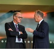 10 September 2023; FAI chairperson Roy Barrett, left, and FAI Chief Executive Jonathan Hill before the UEFA EURO 2024 Championship qualifying group B match between Republic of Ireland and Netherlands at the Aviva Stadium in Dublin. Photo by Seb Daly/Sportsfile