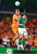 10 September 2023; Jason Knight of Republic of Ireland in action against Matthijs de Ligt of Netherlands during the UEFA EURO 2024 Championship qualifying group B match between Republic of Ireland and Netherlands at the Aviva Stadium in Dublin. Photo by Sam Barnes/Sportsfile