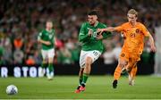 10 September 2023; Matt Doherty of Republic of Ireland in action against Frenkie de Jong of Netherlands during the UEFA EURO 2024 Championship qualifying group B match between Republic of Ireland and Netherlands at the Aviva Stadium in Dublin. Photo by Seb Daly/Sportsfile