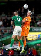 10 September 2023; Shane Duffy of Republic of Ireland in action against Wout Weghorst of Netherlands during the UEFA EURO 2024 Championship qualifying group B match between Republic of Ireland and Netherlands at the Aviva Stadium in Dublin. Photo by Michael P Ryan/Sportsfile