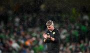 10 September 2023; Republic of Ireland manager Stephen Kenny leaves the pitch after the UEFA EURO 2024 Championship qualifying group B match between Republic of Ireland and Netherlands at the Aviva Stadium in Dublin. Photo by Stephen McCarthy/Sportsfile
