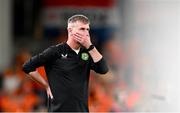 10 September 2023; Republic of Ireland manager Stephen Kenny reacts during the UEFA EURO 2024 Championship qualifying group B match between Republic of Ireland and Netherlands at the Aviva Stadium in Dublin. Photo by Stephen McCarthy/Sportsfile