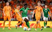 10 September 2023; Festy Ebosele of Republic of Ireland in action against Noa Lang of Netherlands during the UEFA EURO 2024 Championship qualifying group B match between Republic of Ireland and Netherlands at the Aviva Stadium in Dublin. Photo by Stephen McCarthy/Sportsfile