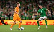 10 September 2023; Daley Blind of Netherlands in action against Alan Browne of Republic of Ireland during the UEFA EURO 2024 Championship qualifying group B match between Republic of Ireland and Netherlands at the Aviva Stadium in Dublin. Photo by Seb Daly/Sportsfile